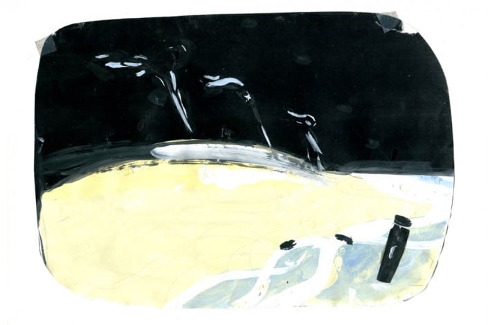 Anja Fell, "Strand", 2007, pencil and watercolors on paper